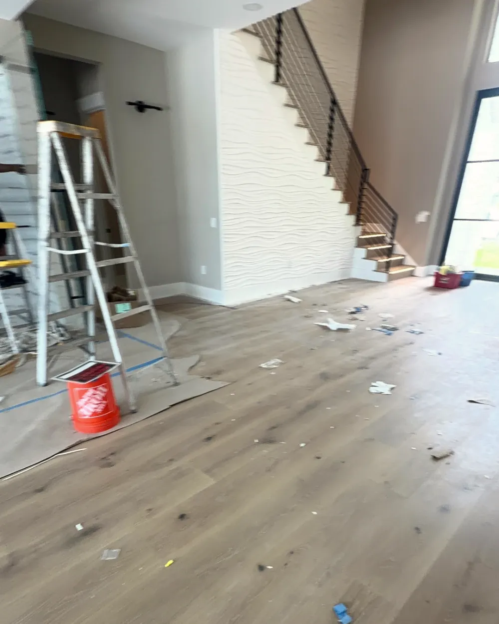 Construction cleanup Jacksonville – staircase and entryway before cleaning